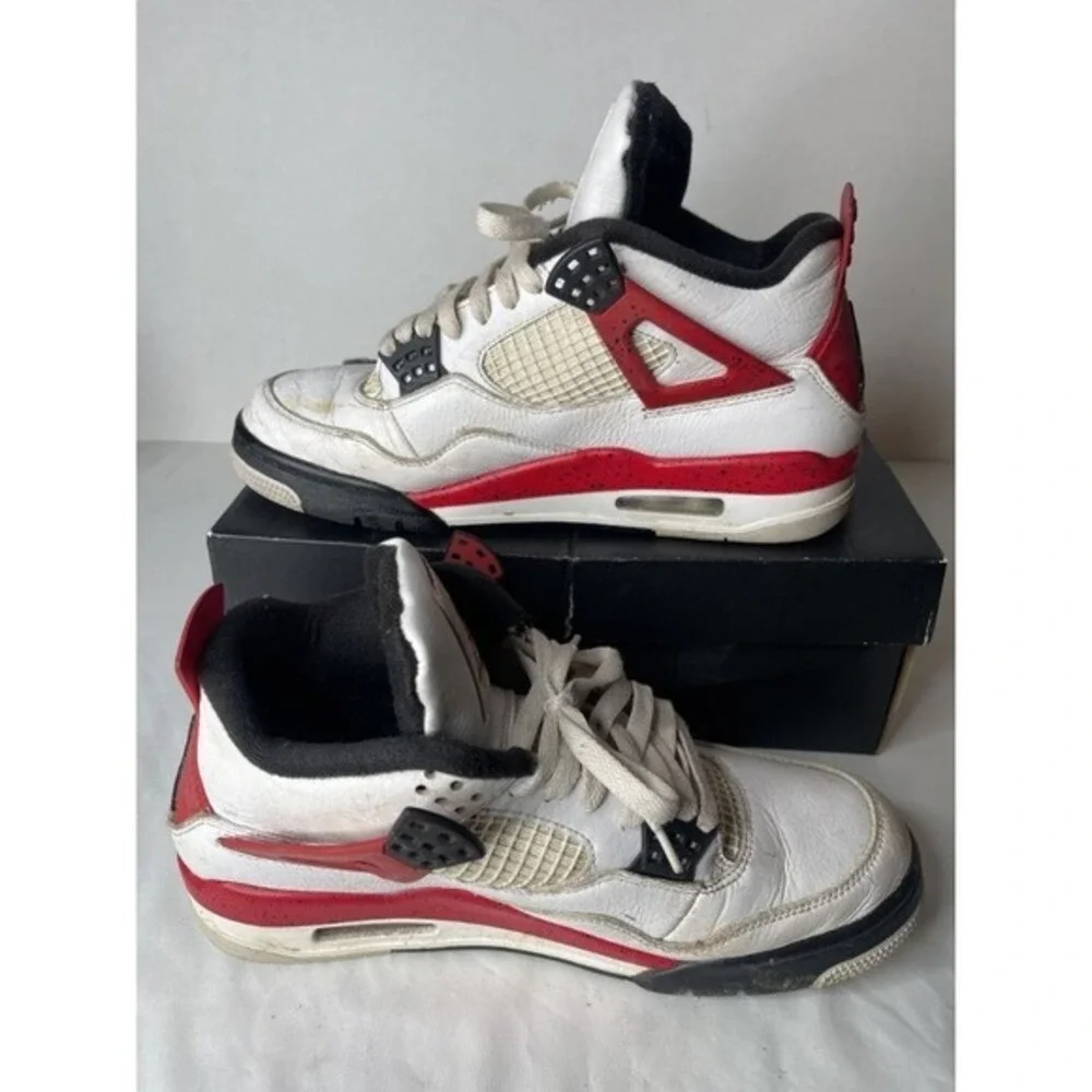 Jordan 4 Retro Red Cement White Fire Red Black DH6927-161 Mens Size 9